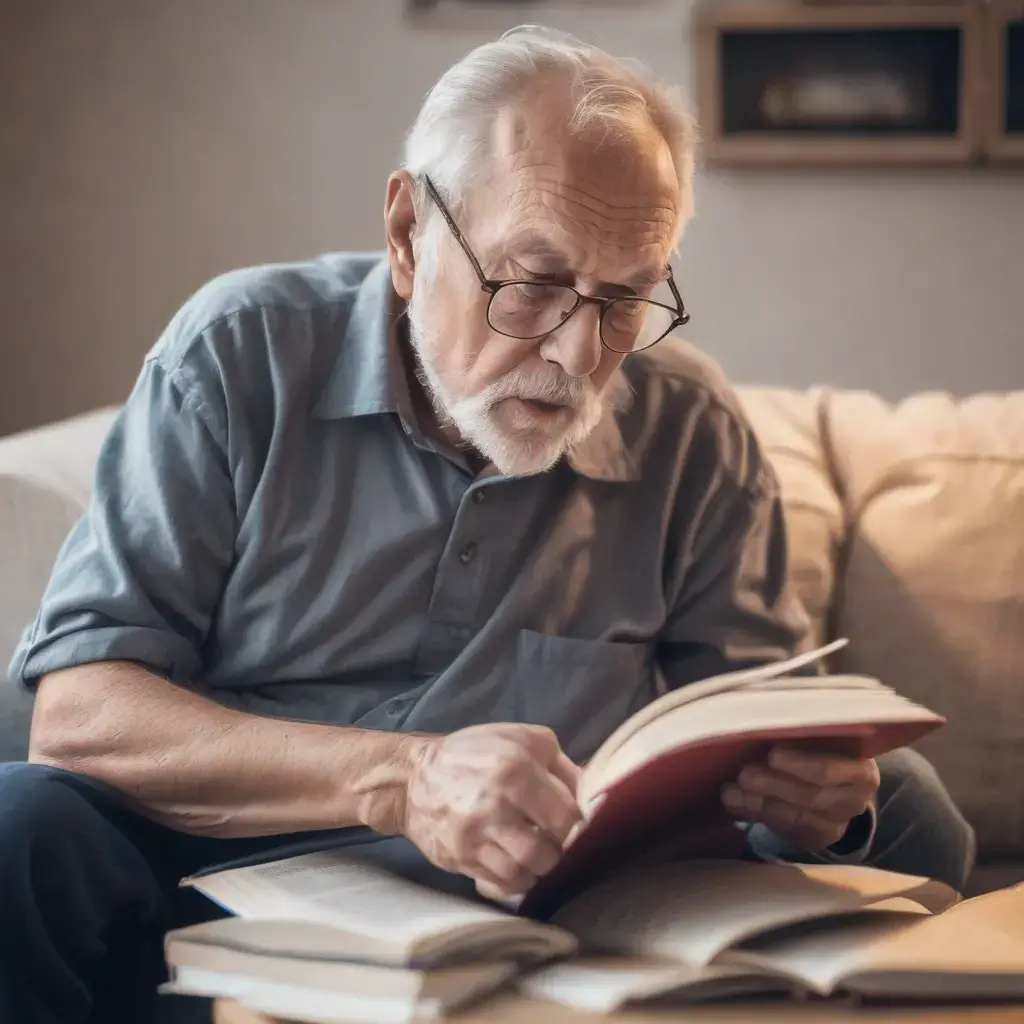 hombre mayor leyendo haciendo ver que todo el mundo puede leer más rápido y no hay escusas